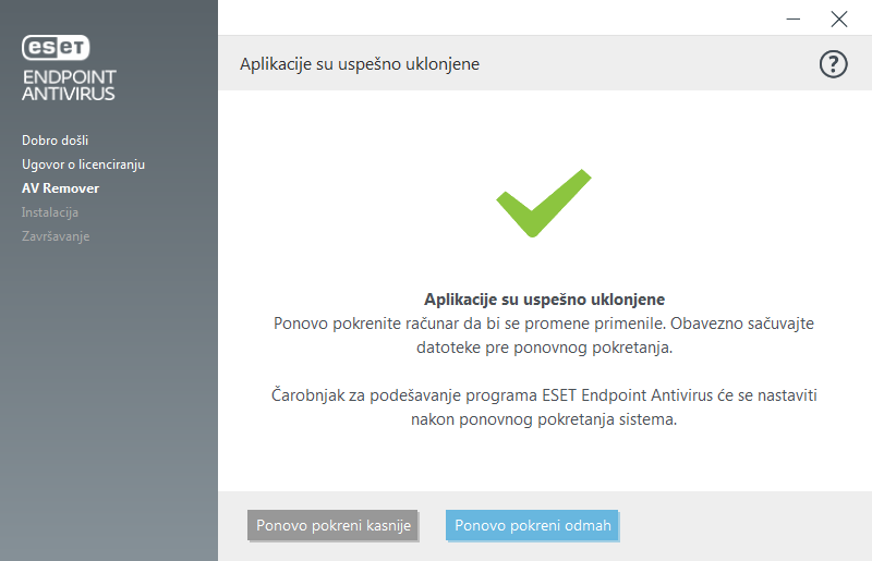 Ponovo pokrenite i nastavite sa instaliranjem Ponovo pokrenite i nastavite sa instaliranjem