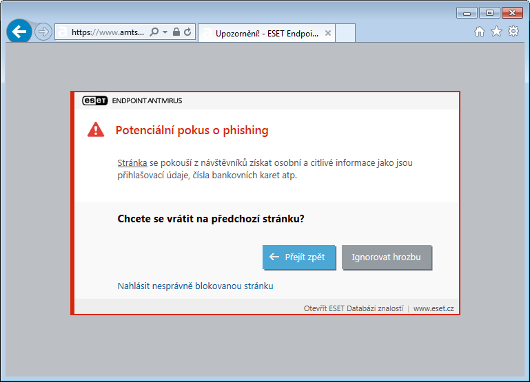 Potenciální pokus o phishing