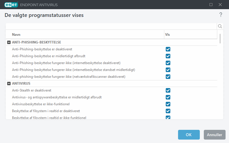 Programstatusser