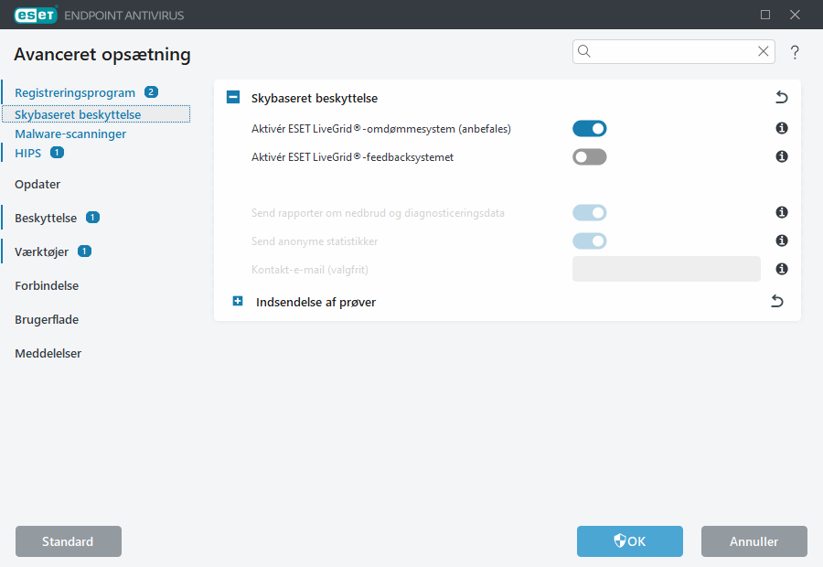 Avanceret opsætning af ESET LiveGrid®
