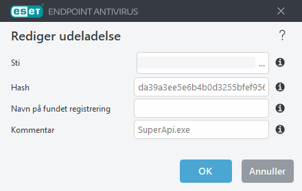 Rediger udeladelseshash