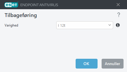 Tidsinterval for annullering af opdatering