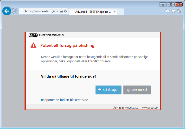 Potentielt forsøg på phishing