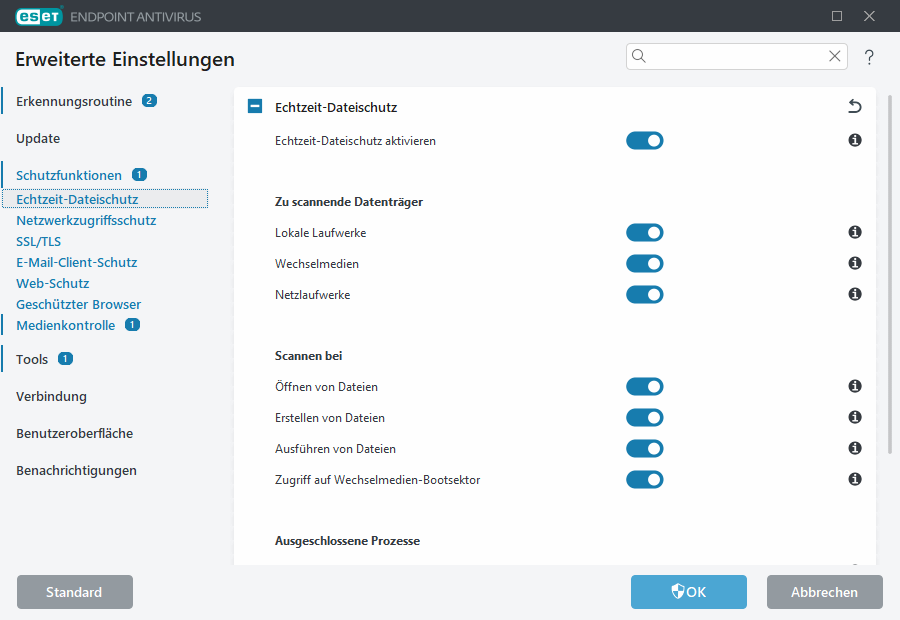 Erweiterte Einstellungen