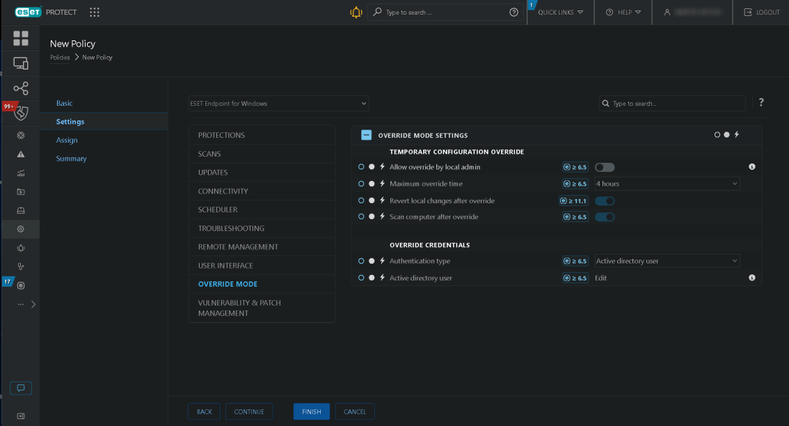 Revert local changes after override