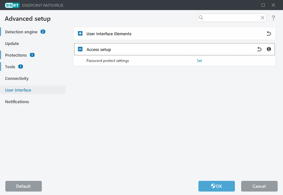 Access setup Advanced setup