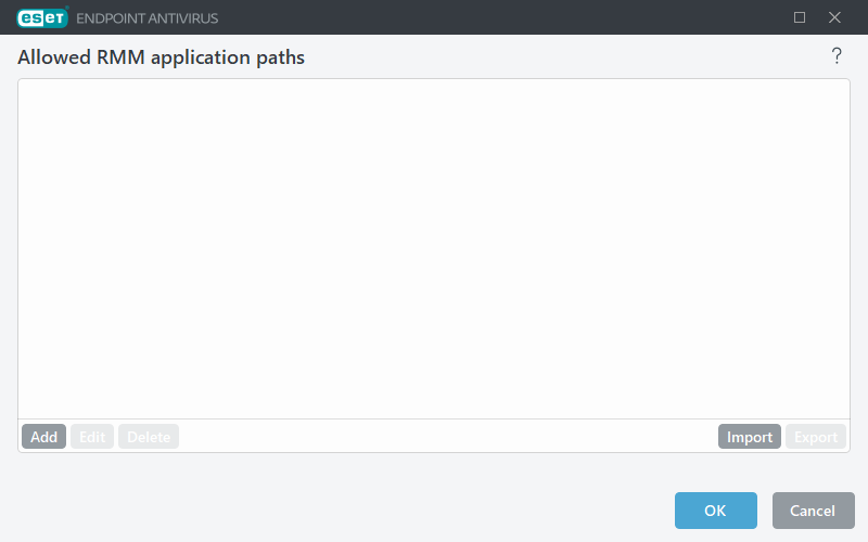Allowed RMM application paths Allowed RMM application paths