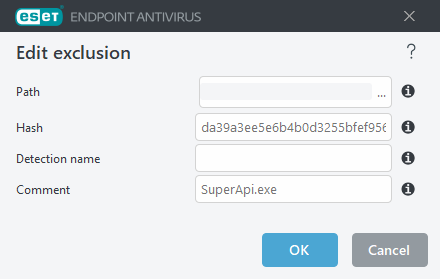 Edit exclusion hash Edit exclusion hash