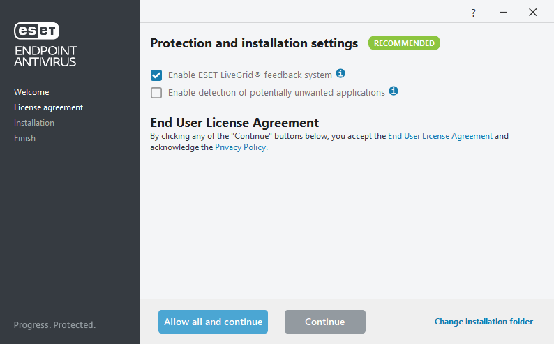 Settings and EULA