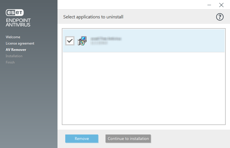 Select app to uninstall