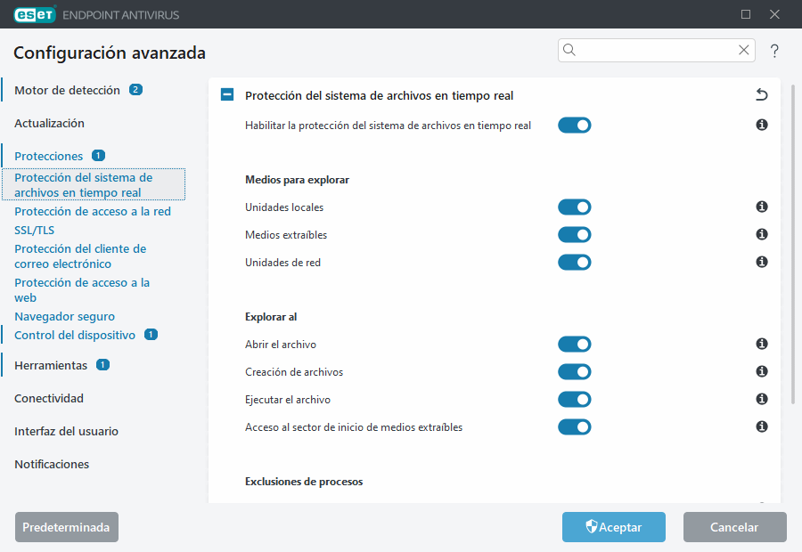 Configuración avanzada