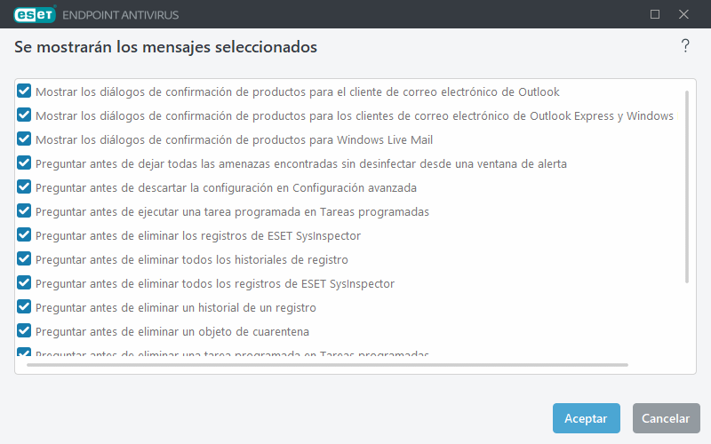 Mensajes de confirmación