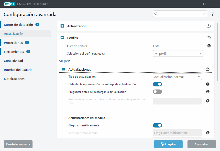 Configuración avanzada de actualizaciones