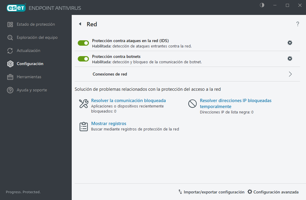 Configuración de red