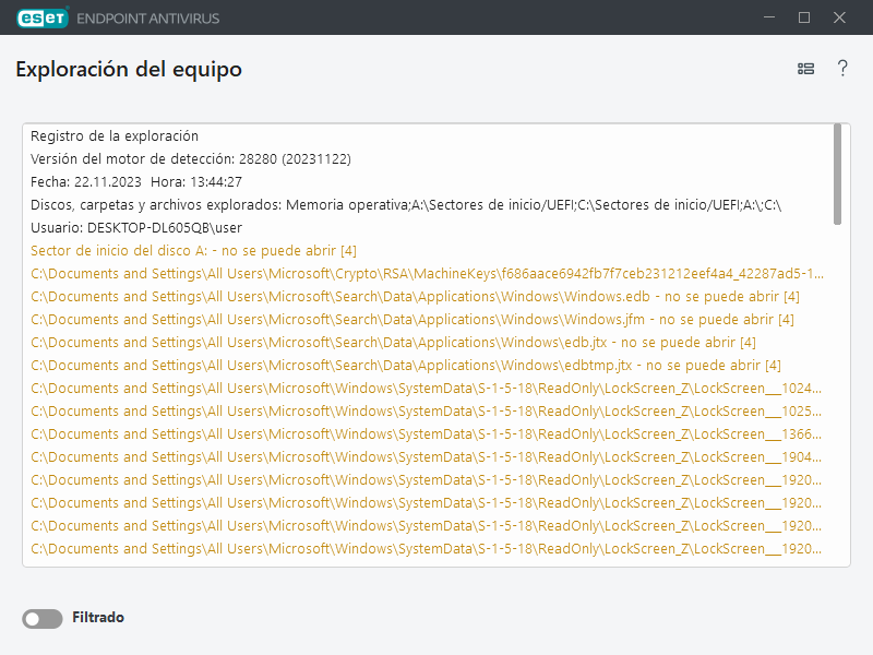 Exploración del equipo
