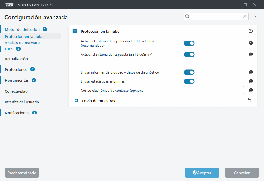 Configuración avanzada de ESET LiveGrid®