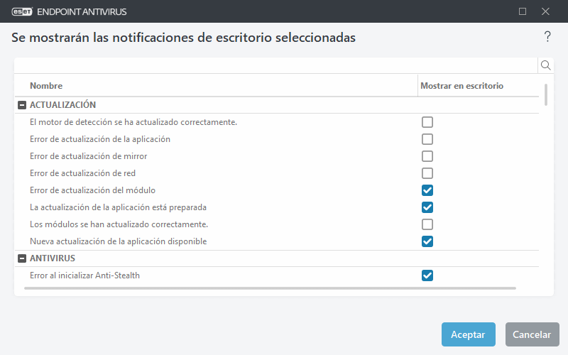 Notificaciones en el escritorio