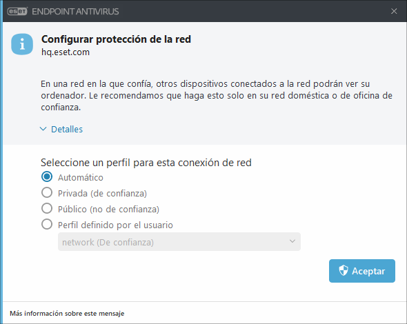 Configurar protección de la red