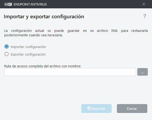 Importar y exportar configuración