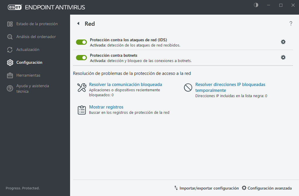 Configuración de red
