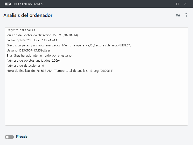 Análisis del ordenador