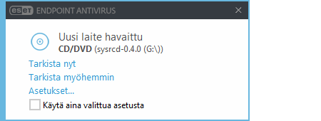 Ilmoitus uudesta havaitusta laitteesta