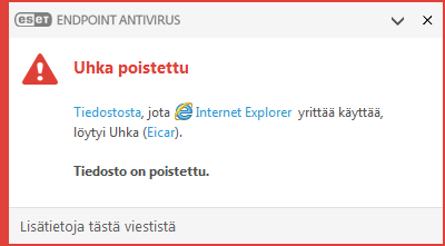 Ilmoitusikkuna - uhka poistettu