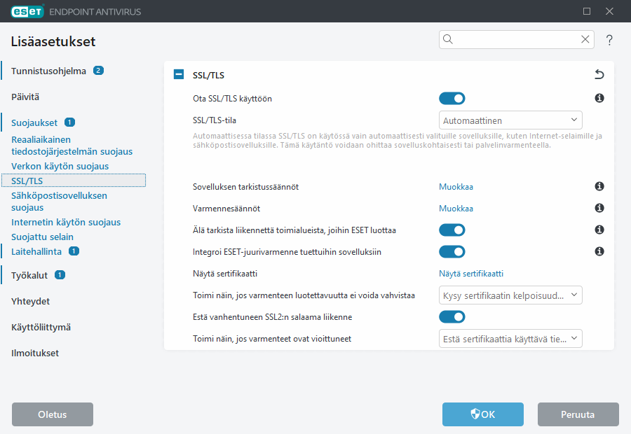 SSL/TLS:n lisäasetukset