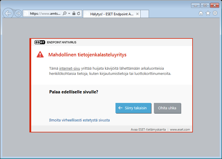 Mahdollinen tietojenkalasteluyritys