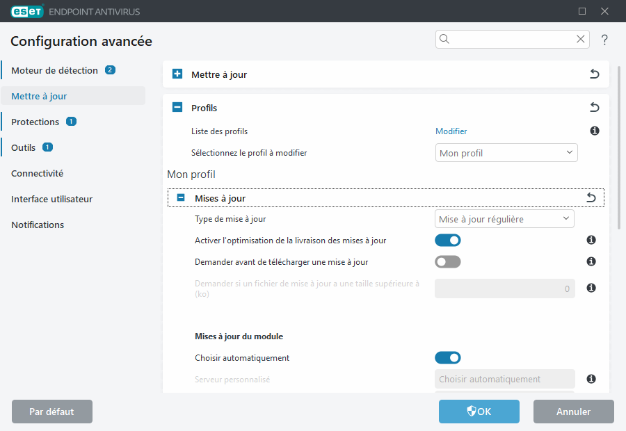 Configuration avancée des mises à jour