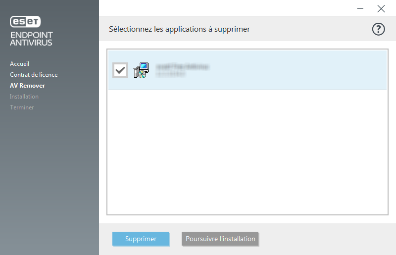 Sélectionnez l'application à désinstaller
