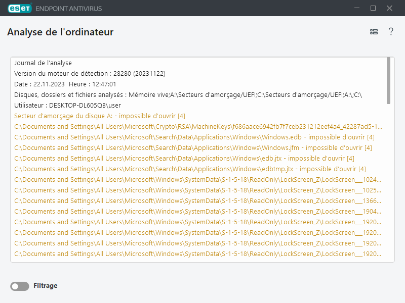 Analyse de l'ordinateur