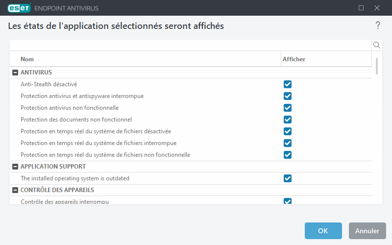 États d'application