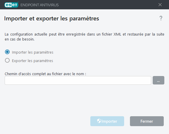 Importer et exporter les paramètres
