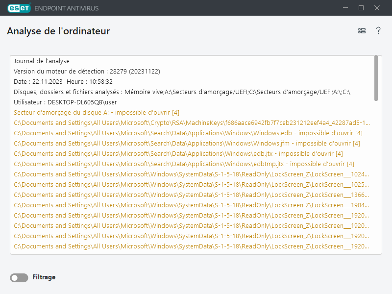 Analyse de l'ordinateur
