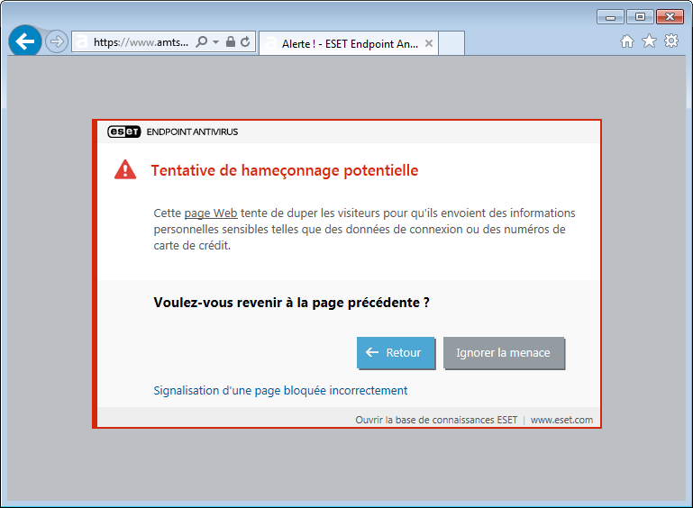 Tentative de hameçonnage potentielle