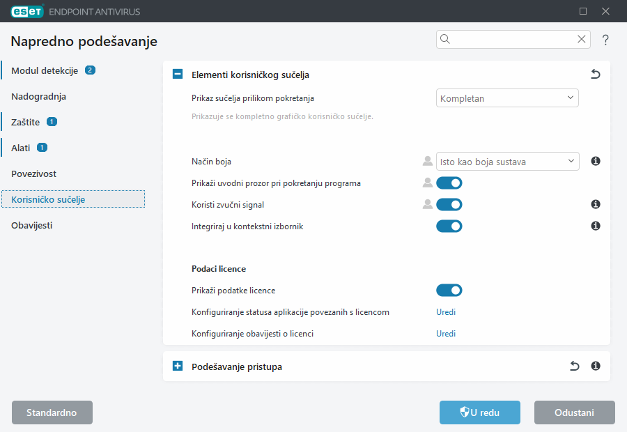 Napredno podešavanje elemenata korisničkog sučelja