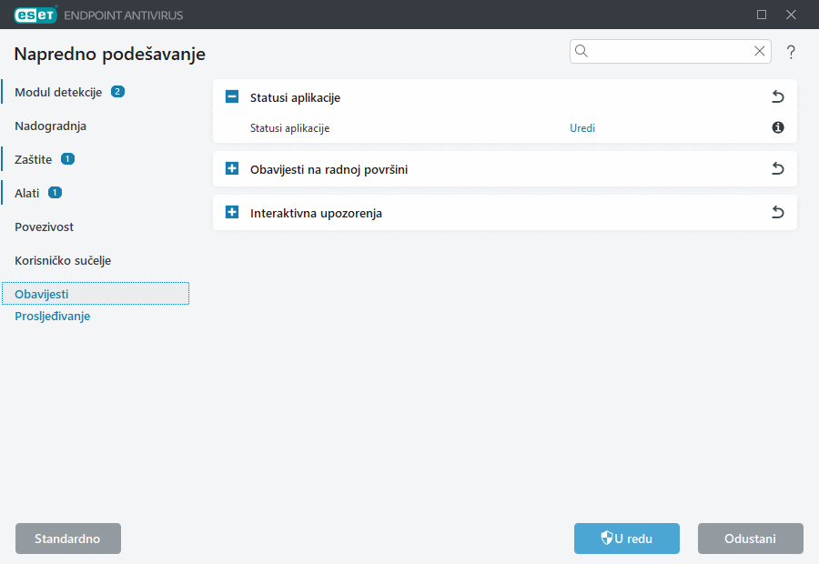 Napredno podešavanje obavijesti
