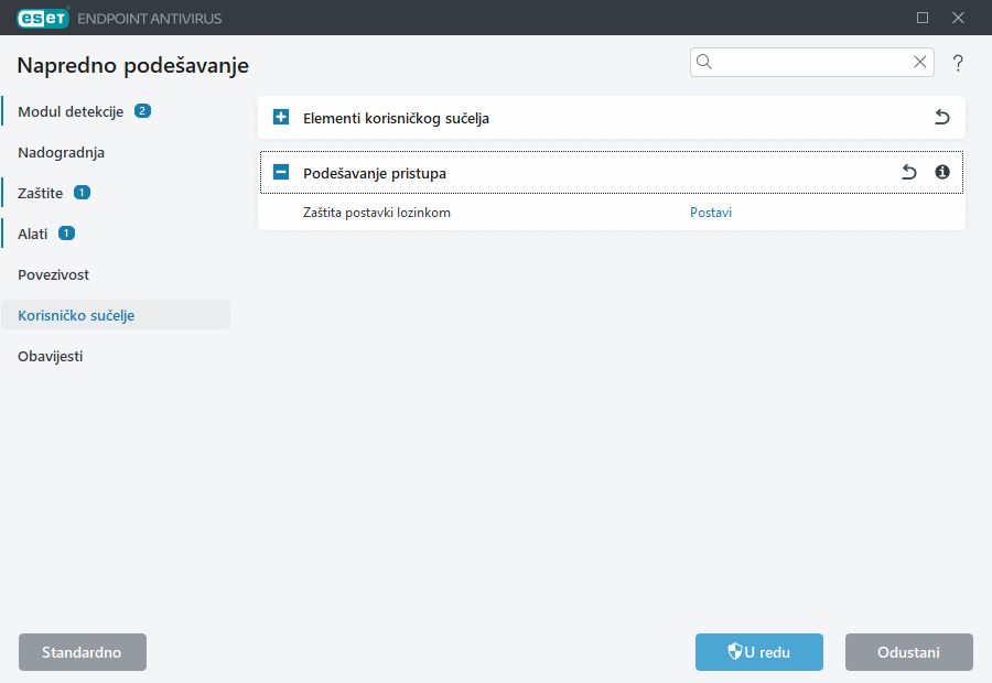 Napredno podešavanje postavki pristupa