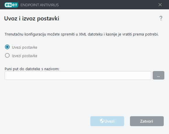 Uvoz i izvoz postavki