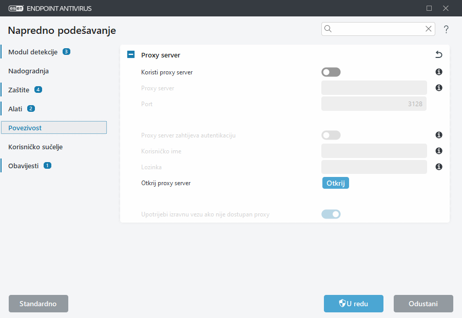 Napredno podešavanje proxy servera