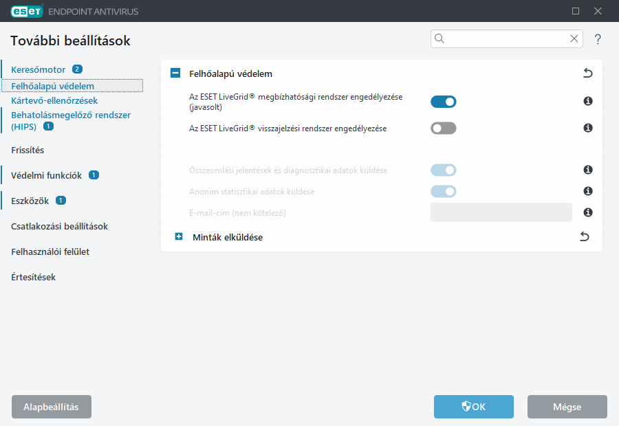 ESET LiveGrid® további beállítások