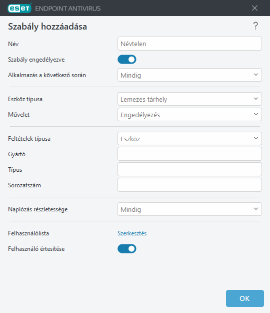 Eszközfelügyeleti szabály hozzáadása