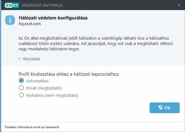 Hálózati védelem konfigurálása