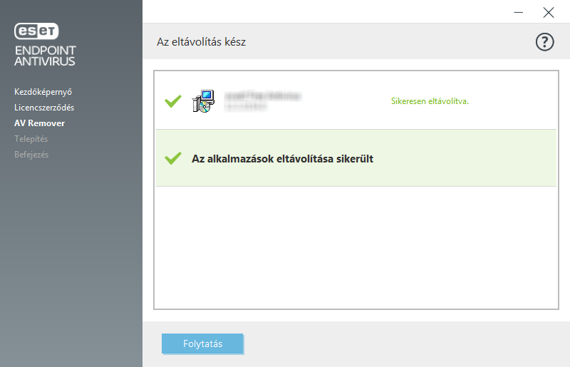 Az eltávolítás kész