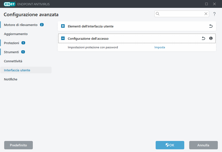 Configurazione avanzata configurazione dell’accesso