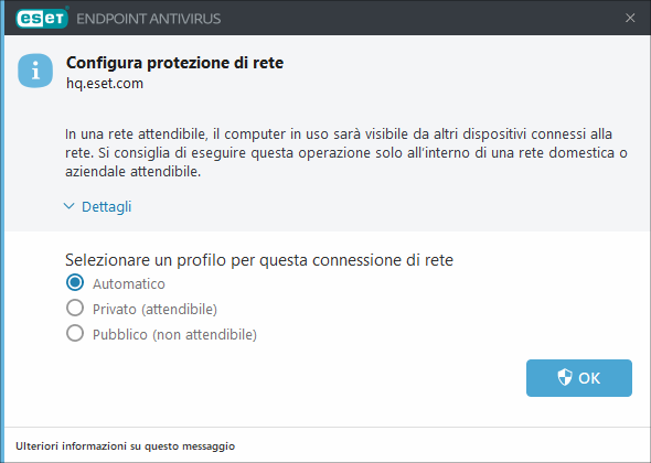 Configura protezione di rete