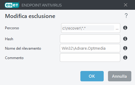 Modifica minaccia esclusione