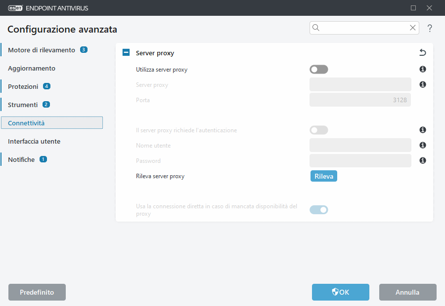 Configurazione avanzata server proxy