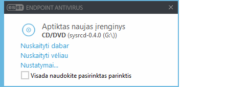 Pranešimas apie aptiktą naują įrenginį